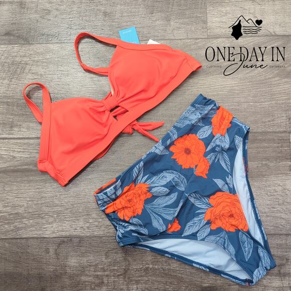 Cupshe Tie Back Hey Hole High Waist Bikini Swimsuit Size S - Picture 3 of 7